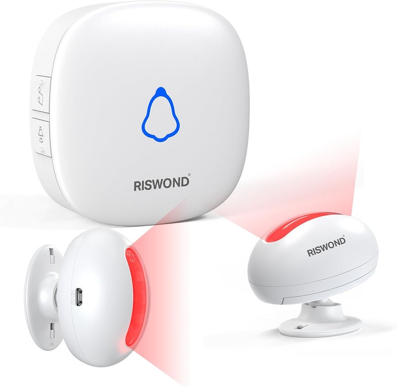 AMHEY Wireless Motion Sensor Door Chime: Indoor Motion Detector Alarm Business Entry Doorbell Store Entrance Alert Bell Buzzer (1000Ft Range, 32 Tunes, 5 Level Volume) 2 Sensors 1 Receiver - Image 1